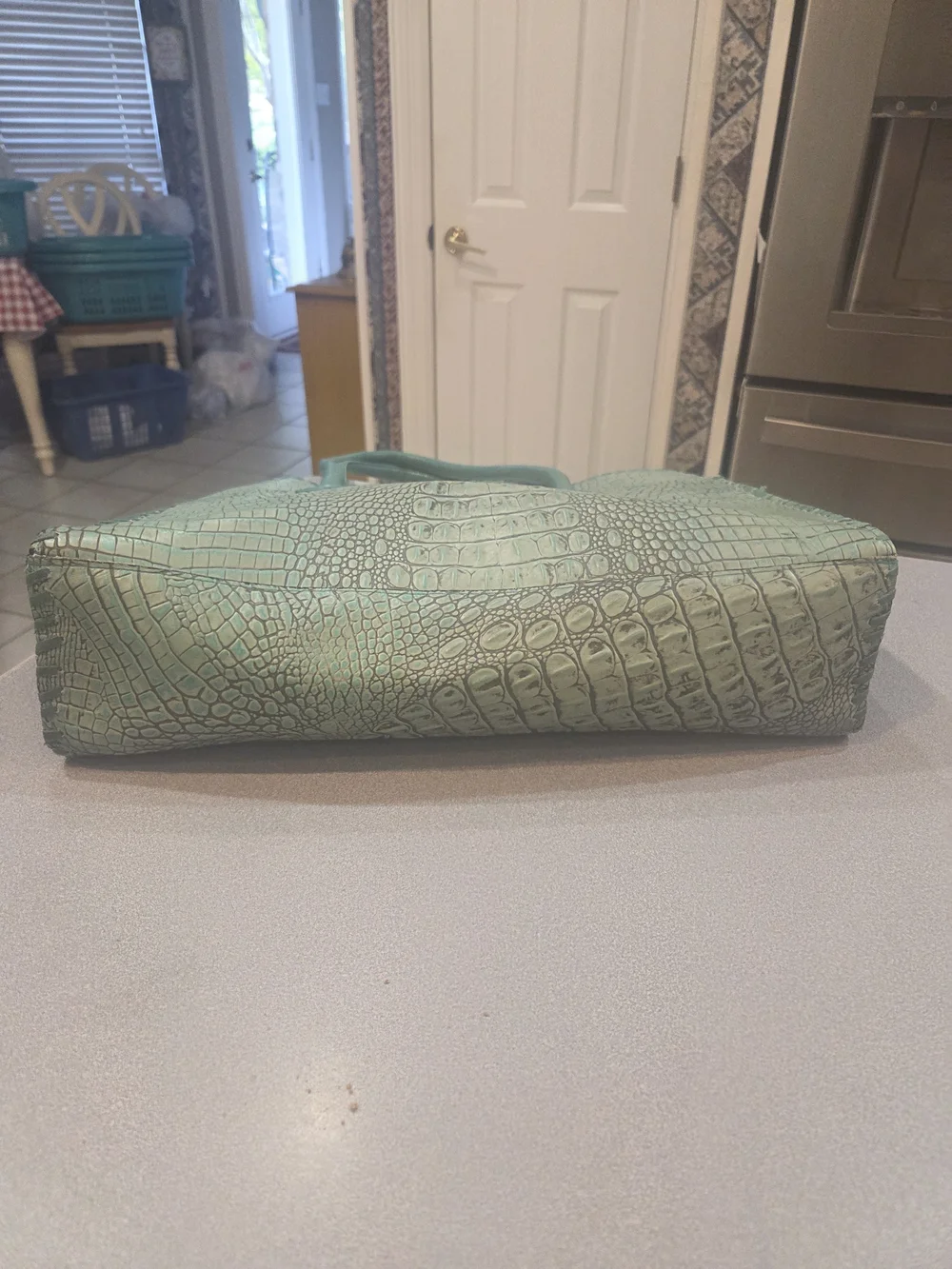Juan Antonio Crocodile Turquoise Leather Purse Tote Bag Large